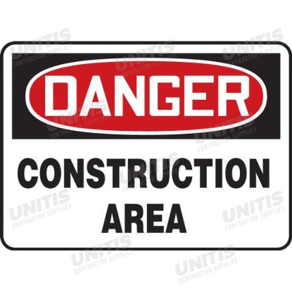 OSHA Danger Safety Sign: Construction Area - 10" x 14"