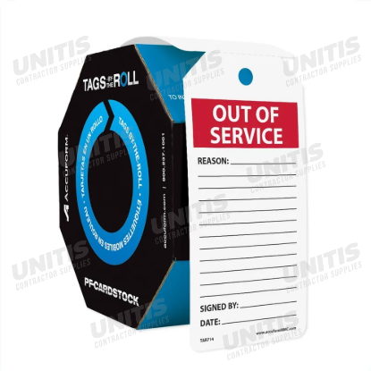 Tags by the Roll - SAFETY OUT OF SERVICE - 100 per Roll