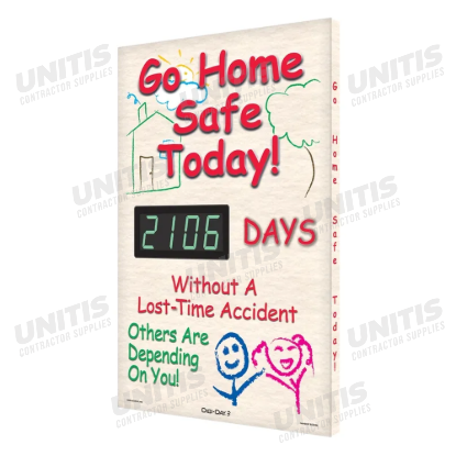 Accuform Digi-Day Electronic Safety Scoreboard Go Home Safe Today 28x20 inches