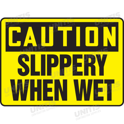 OSHA Caution Safety Sign: Slippery When Wet - 10" x 14"