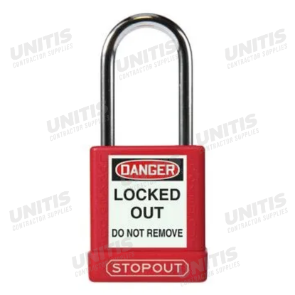 Plastic Body Aluminum Padlock Red Keyed Alike Master Keyed 1 1/2" Shackle Clearance