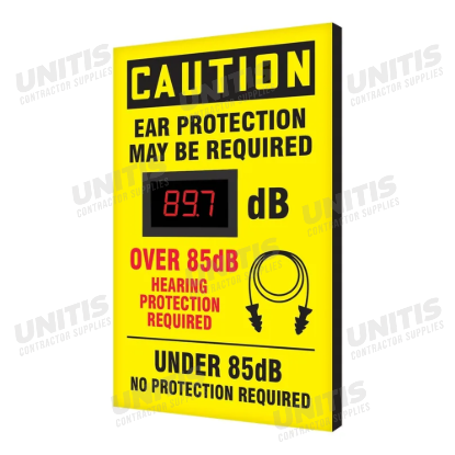 Accuform OSHA Caution Industrial Decibel Meter Sign Ear Protection Required Under 85dB No Protection