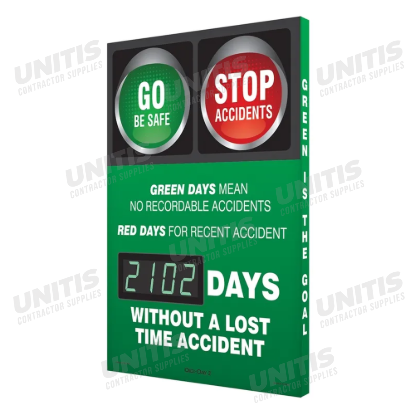 Accuform Digi-Day Electronic Safety Scoreboard Green Days Mean No Recordable Accidents Red Days For