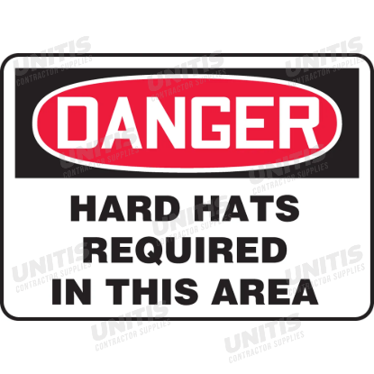 OSHA Danger Safety Sign: Hard Hats Required in This Area - 10" x 14"