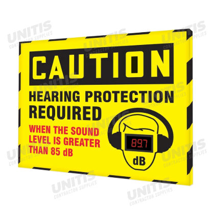 Accuform OSHA Caution Industrial Decibel Meter Sign Hearing Protection Required When Sound Level Gre