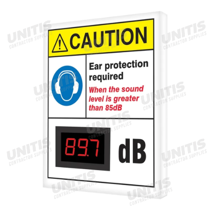Accuform OSHA Caution Industrial Decibel Meter Sign Ear Protection Required When Sound Greater Than