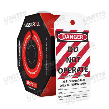 Tags by the Roll - DANGER DO NOT OPERATE - 100 or 250 per Roll