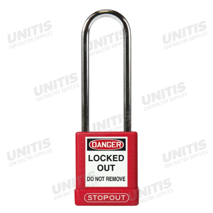 Plastic Body Aluminum Padlock Red Keyed Alike Master Keyed 3" Shackle Clearance