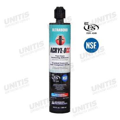Adhesives Technology ULTRABOND ACRYL-8CC Fast Cure Anchoring Adhesive - 10 fl oz Cartridge