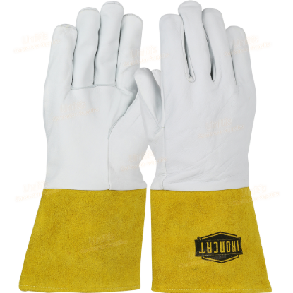 Ironcat Premium Top Grain Kidskin Leather TIG Welder's Glove with Kevlar Stitching Gauntlet Cuff - S