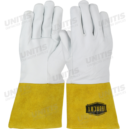 Ironcat Premium Top Grain Kidskin Leather TIG Welder's Glove with Kevlar Stitching Gauntlet Cuff - S