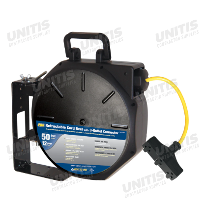 Voltec 50ft 12/3 SJTW 3-Outlet Retractable Reel