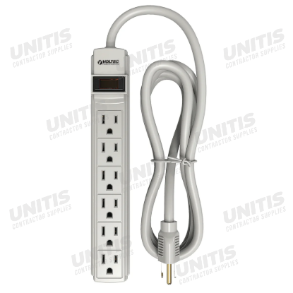 Voltec 6-Outlet Power Strip 6ft Cord Ash