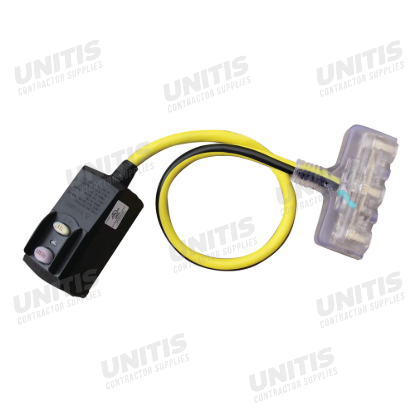 Voltec 2ft 12/3 SJTW Yellow Right Angle GFCI Power Block with Lighted End Auto Reset