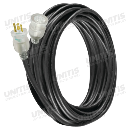 Voltec 10/3 SJTW Black Extension Cord with Lighted End 5-20P 50ft