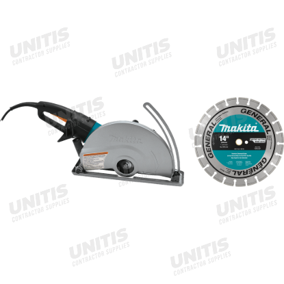 Makita 14" SJS Electric Angle Cutter, AC/DC and 14" Diamond Blade