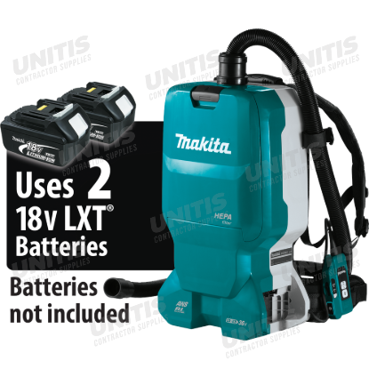 Makita 36V (18V X2) LXT Brushless 1.6 Gallon HEPA Filter Backpack Dry Dust Extractor, AWS Capable -
