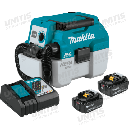 Makita 18V LXT Brushless 2 Gallon HEPA Filter Portable Wet/Dry Dust Extractor/Vacuum Kit w/5.0Ah Bat