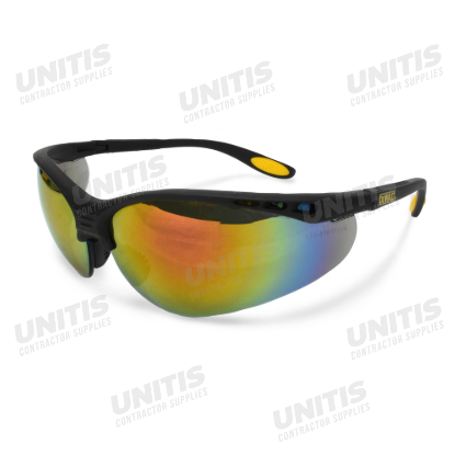 Dewalt Reinforcer Safety Glasses - Black Frame - Fire Mirror Lens