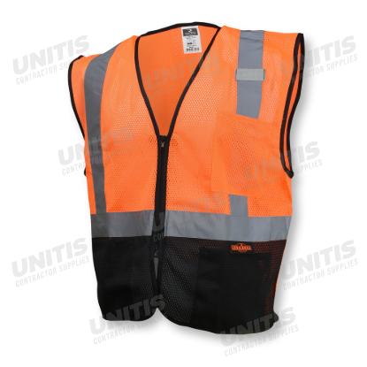 Radians Black Bottom Economy Mesh Safety Vest - Orange/Black Bottom - Size  M