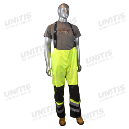 Radians Heavy Duty Rip Stop Waterproof & Breathable Pants w/Bib - Hi-Vis Green - Size M