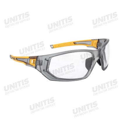 Dewalt Miter Safety Glasses - Gray/Yellow Frame, Clear Lens