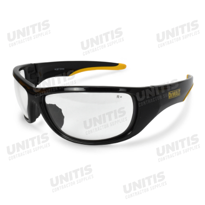 Dewalt Dominator Safety Glasses - Black/Yellow Frame - Clear Lens