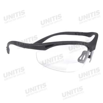 Radians Cheaters Magnifier Safety Glasses, 3.0 Diopter - Black Frame - Clear Lens