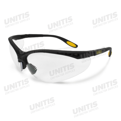 Dewalt Reinforcer Safety Glasses - Black Frame - fog Lens - Clear Anti