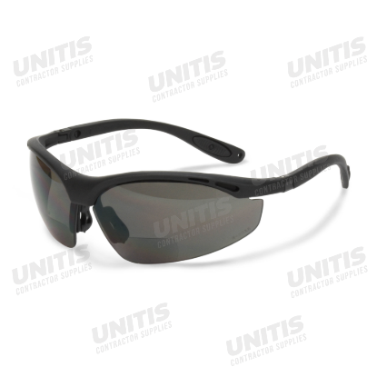 Radians Cheaters Magnifier Safety Glasses, 1.5 Diopter - Black Frame - Smoke Lens