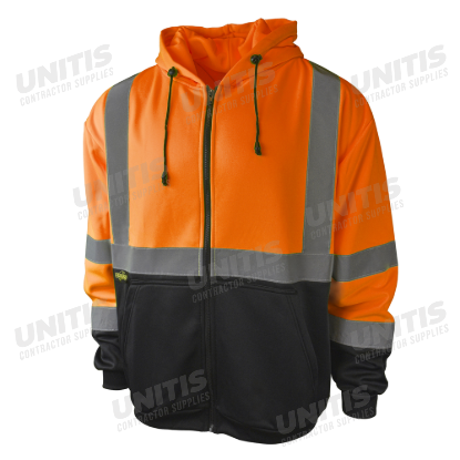 Radians Class 3 Color Blocked Hooded Zippered Sweatshirt - Orange - Size 2X