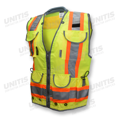Radians Class 2 Heavy Woven Two Tone Woven/Mesh Engineer Vest - Green - Size 4X
