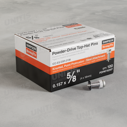 Simpson PDPAT 5/8-" Knurled-Shank Point Protrusion Powder-Driven Top-Hat Pin - 100/box